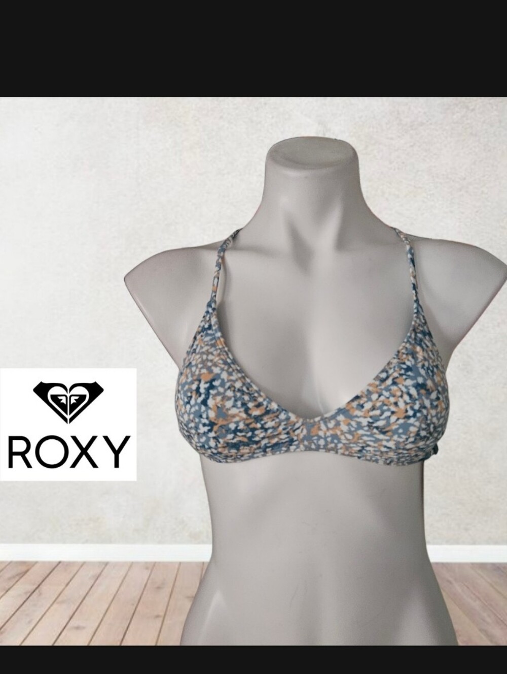 NWT/ Roxy Floral Print Bralette Bikini Top -  Adriatic blue Mindo